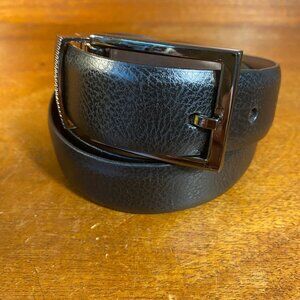 Mens Adjustable Leather Belt With Metal Buckle Black & Brown Reversible Handmade